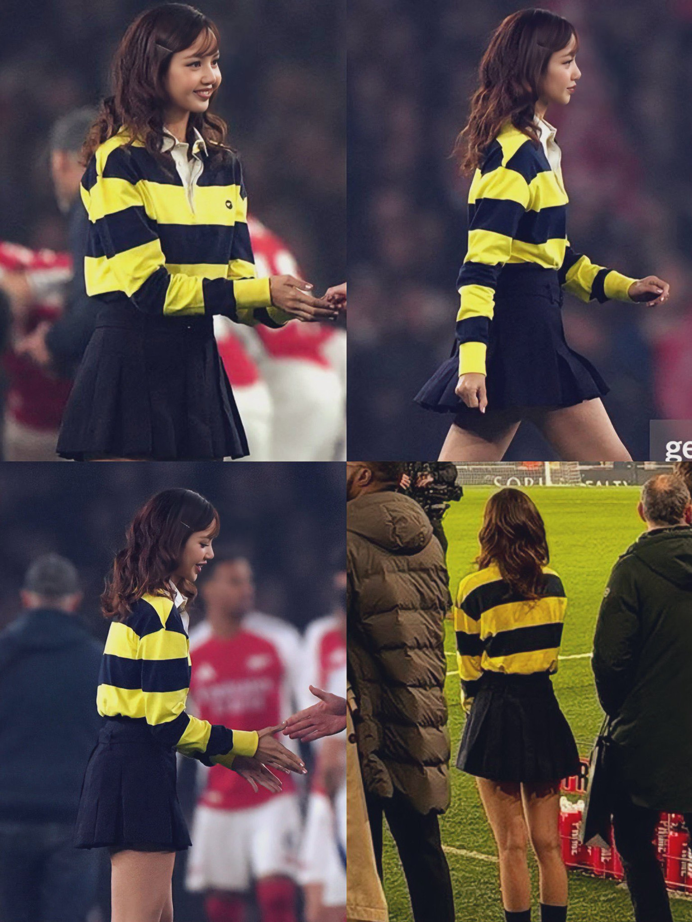 Lisa tươi tắn, diện trang phục đơn giản với chiếc áo kẻ sọc đen vàng cùng chân váy đen, khiến fan liên tưởng tới nàng tiên ong.