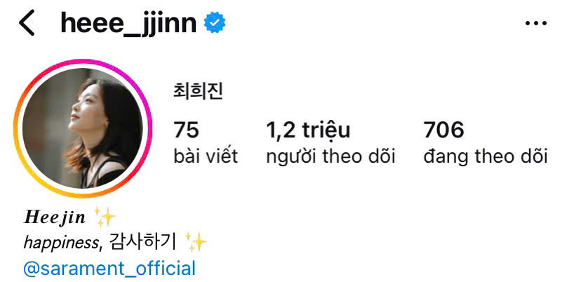 Nữ diễn viên hiện đang sở hữu tài khoản Instagram với hơn 1,2 triệu người theo dõi.