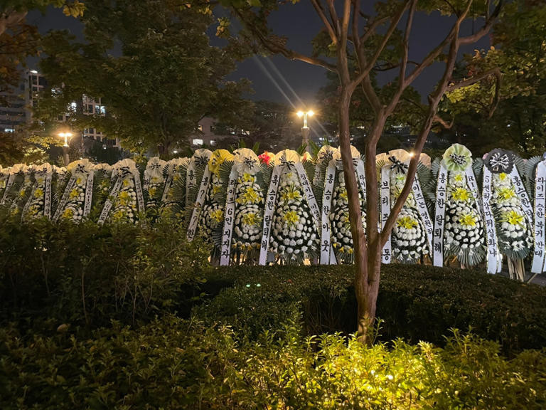 Những dòng chữ như "Hong Seunghan rời nhóm đi", "Seunghan hãy rời khỏi RIIZE", "Rời khỏi RIIZE" và nhiều lời nhắn khác được in trên các vòng hoa đặt trước trụ sở SM. Những dòng chữ như "Hong Seunghan rời nhóm đi", "Seunghan hãy rời khỏi RIIZE", "Rời khỏi RIIZE" và nhiều lời nhắn khác được in trên các vòng hoa đặt trước trụ sở SM.