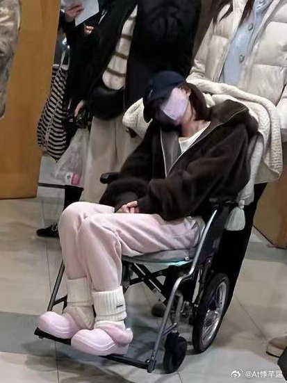 Hình ảnh Triệu Lộ Tư mệt mỏi ngồi trên xe lăn được lan truyền rộng rãi trên khắp các trang mạng.