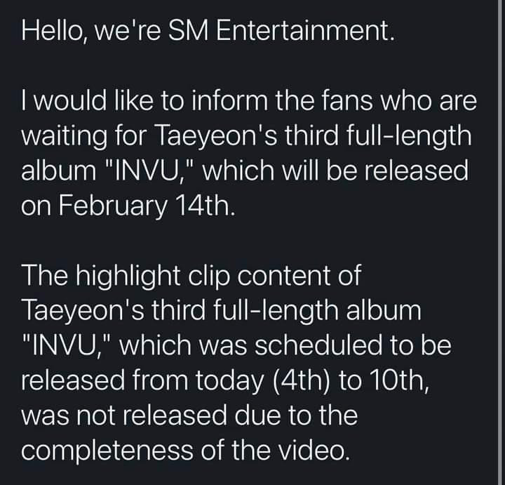 Thông báo chính thức từ SM Ent. Thông báo chính thức từ SM Ent.