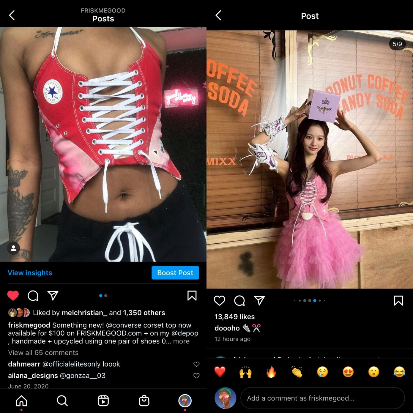 Trang phục của các thành viên NMIXX có nhiều chi tiết giống với mẫu thiết kế của Friskmegood. - Ảnh: VKR News Trang phục của các thành viên NMIXX có nhiều chi tiết giống với mẫu thiết kế của Friskmegood. - Ảnh: VKR News