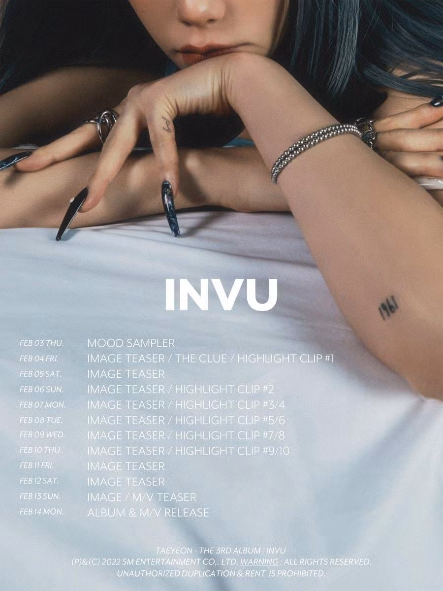 Lịch trình phát hành album INVU.