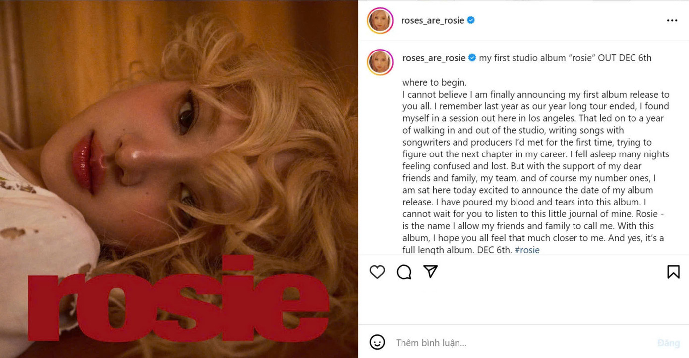 Tâm thư ngọt ngào của Rosé gửi tới người hâm mộ.