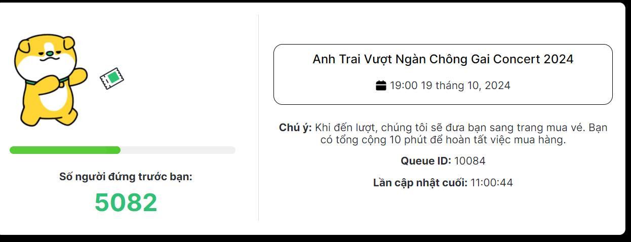Khán giả "kêu trời" vì chỉ vào chậm thời gian mở bán đúng 1 phút đã phải xếp sau 5.000 người. Khán giả "kêu trời" vì chỉ vào chậm thời gian mở bán đúng 1 phút đã phải xếp sau 5.000 người.