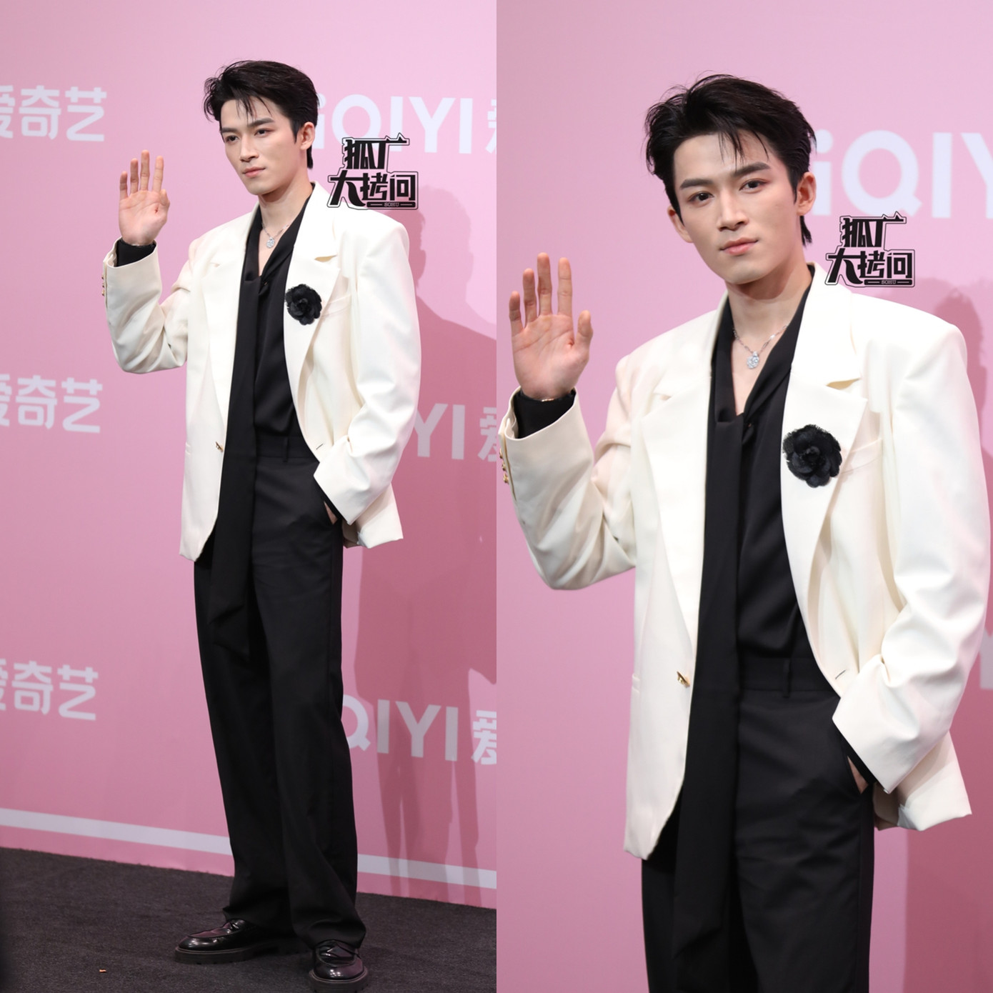 Vương Tinh Việt bừng sáng tại thảm đỏ với áo vest trắng.