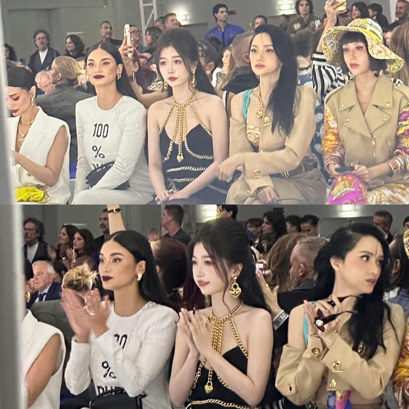 Đáng chú ý, nữ diễn viên người Trung ngồi hàng ghế đầu với Hoa hậu Hoàn vũ Pia Wurtzbach, Hoa Hậu Hương Giang và fashionista Quỳnh Anh Shyn. Đáng chú ý, nữ diễn viên người Trung ngồi hàng ghế đầu với Hoa hậu Hoàn vũ Pia Wurtzbach, Hoa Hậu Hương Giang và fashionista Quỳnh Anh Shyn.