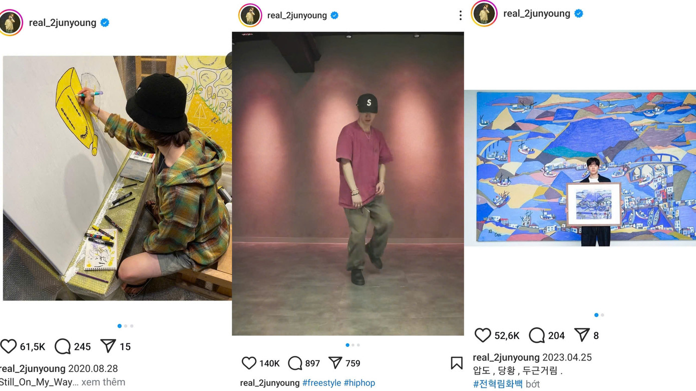 Nam diễn viên thường xuyên chia sẻ những đoạn video vũ đạo và tranh vẽ trên mạng xã hội