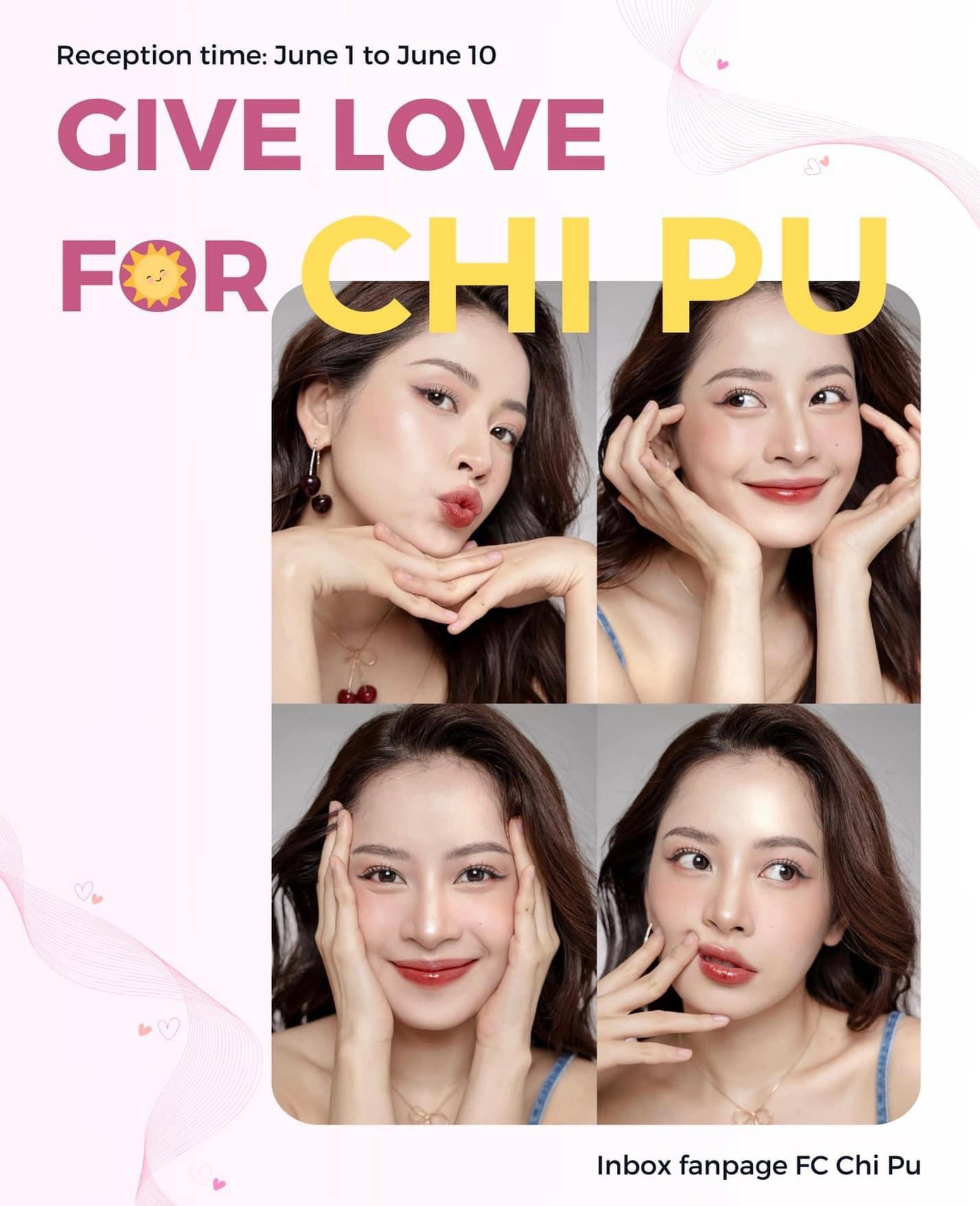 Trang fanpage chính thức của Chi Pu là FC Chi Pu cũng hỗ trợ và khuyến khích người hâm mộ gửi tặng những món quà mang giá trị tinh thần như thư tay, bưu thiếp, đồ lưu niệm... cho cô. Trang fanpage chính thức của Chi Pu là FC Chi Pu cũng hỗ trợ và khuyến khích người hâm mộ gửi tặng những món quà mang giá trị tinh thần như thư tay, bưu thiếp, đồ lưu niệm... cho cô.