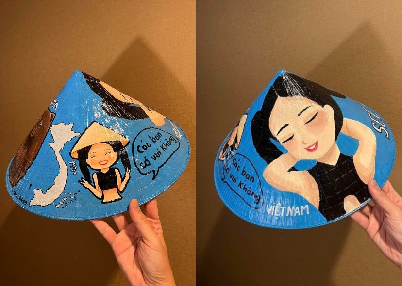 Cận cảnh chiếc nón lá được Thầy Beo - một TikToker sở hữu hơn 5 triệu lượt theo dõi chuẩn bị dành tặng cho nữ thần tượng.