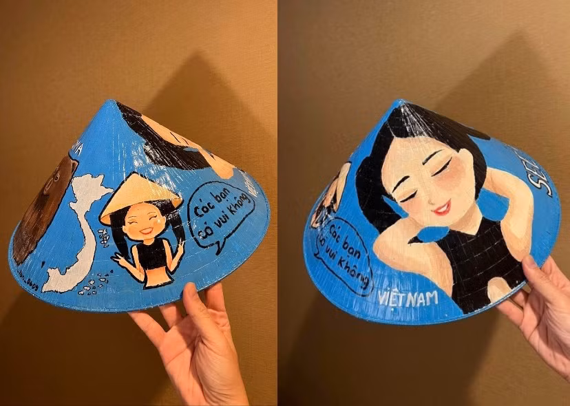 Cận cảnh chiếc nón lá được Thầy Beo - một TikToker sở hữu hơn 5 triệu lượt theo dõi chuẩn bị dành tặng cho nữ thần tượng.