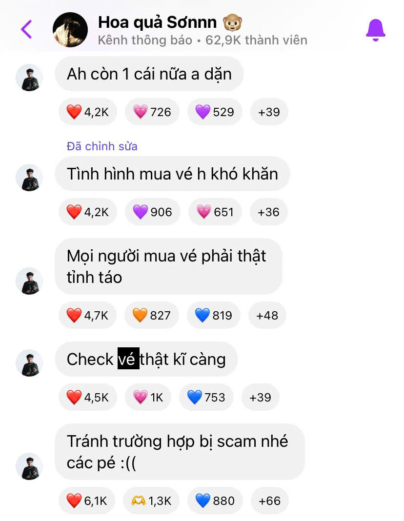 Soobin Hoàng Sơn nhắn nhủ người hâm mộ về tình trạng lừa đảo vé.