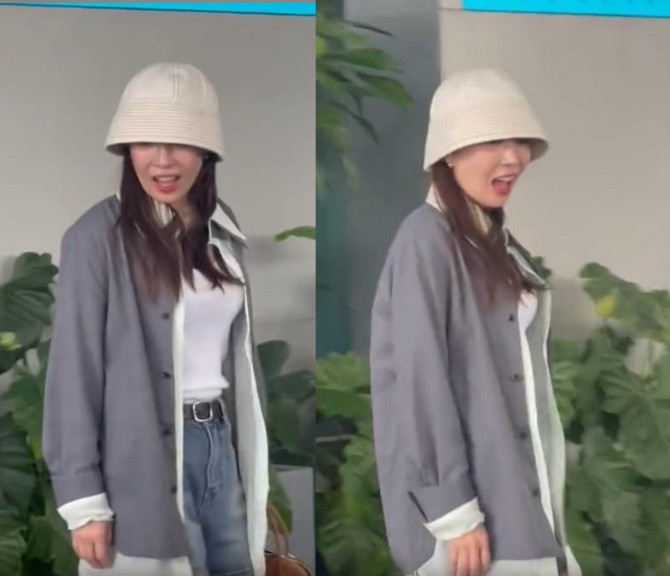 BoA trong trang phục giản dị tại sân bay, cô liên tục vẫy tay chào người hâm mộ.