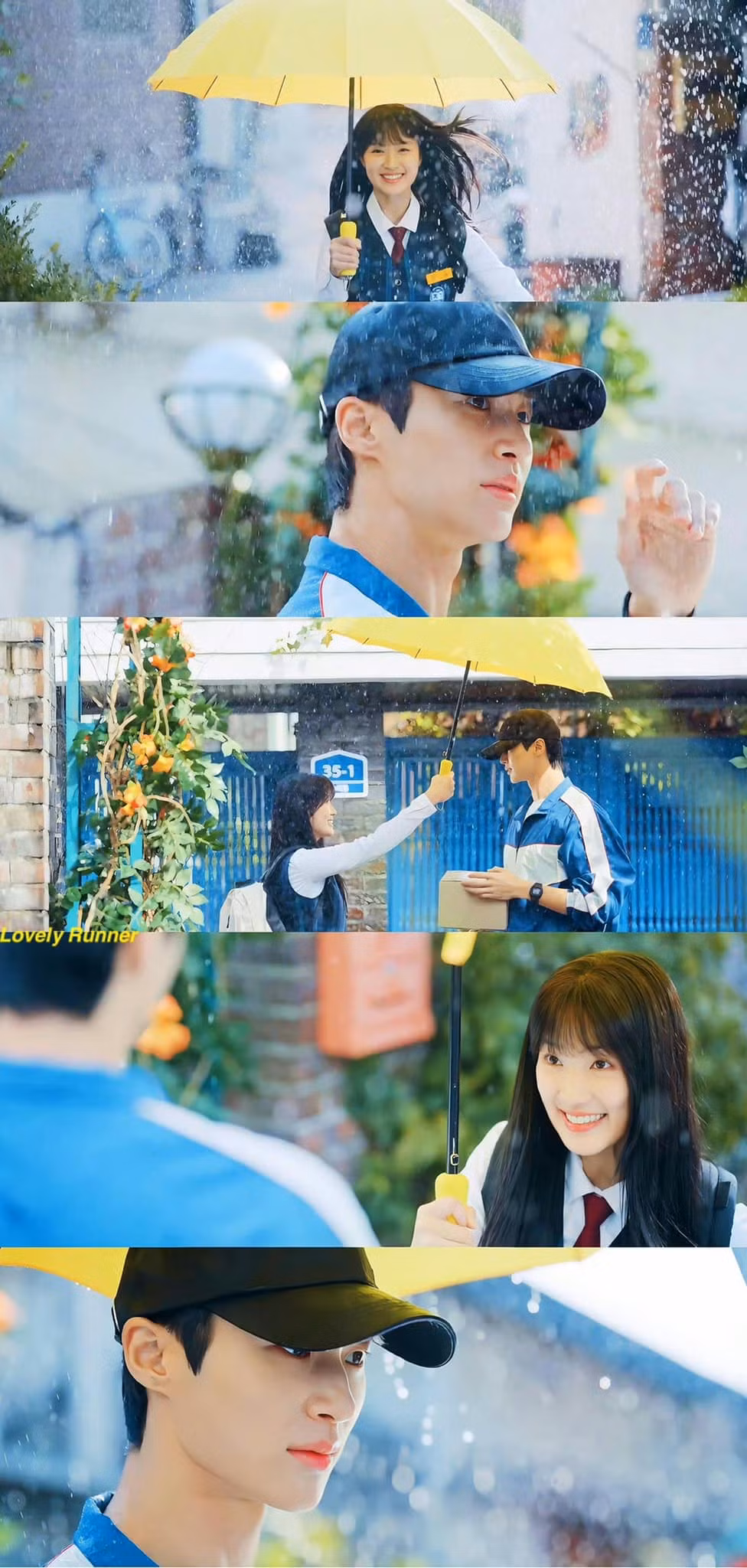Dân tình bất ngờ khi biết Sun Jae "đổ" Im Sol trước khi thấy vẻ mặt rạng rỡ của cô nàng trong mưa. - Ảnh: fanpage Kim Hye Yoon 김혜윤 Vietnam Fanpage【HYEPPYoon】)