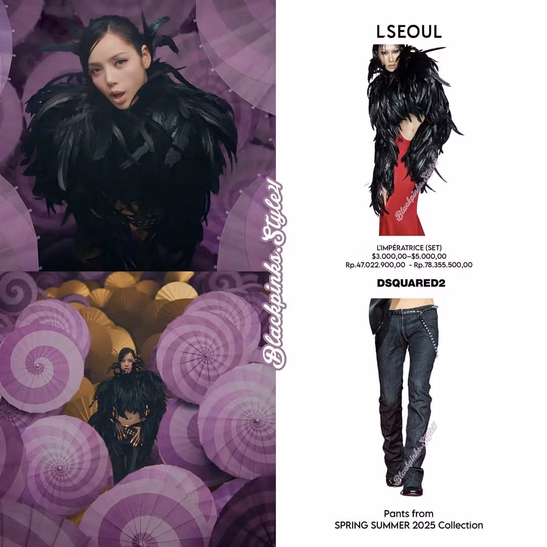 Chiếc áo L SEOUL mà Lisa chọn thuộc show thời trang “INCOMPARABLE”, có giá dao động từ 75 triệu đến 125 triệu đồng, trong khi quần đến từ hãng DSQUARED2.