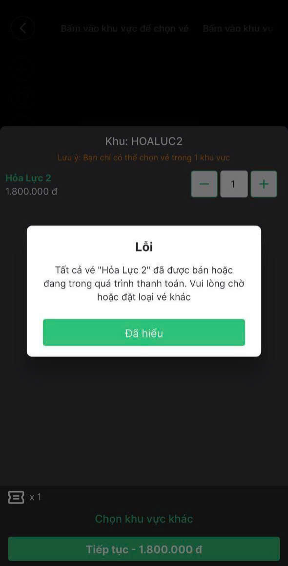 Do lượng truy cập quá lớn mà khi mua hàng trên Ticketbox còn xuất hiện lỗi. Do lượng truy cập quá lớn mà khi mua hàng trên Ticketbox còn xuất hiện lỗi.