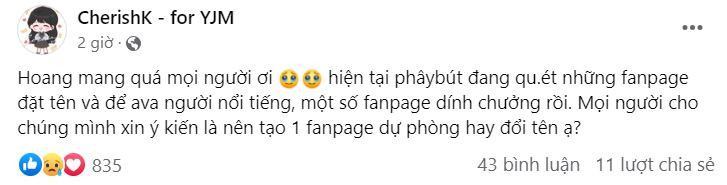 Nhiều fanpage ngay lập tức lên tiếng &quot;trưng cầu ý dân&quot; cho tên fanpage mới của mình.