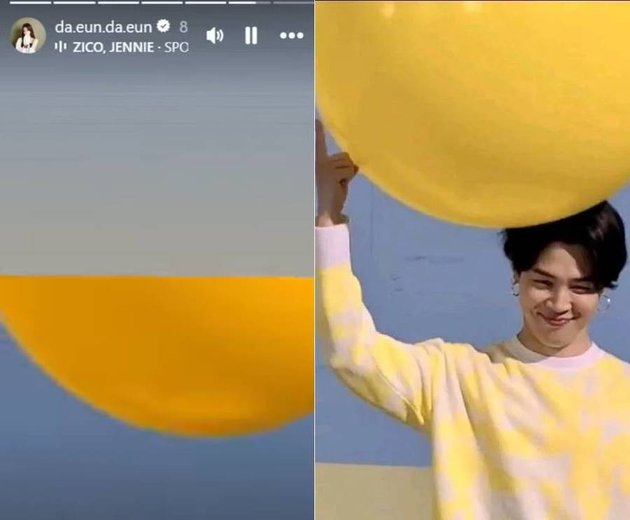 Ngoài ra, nữ diễn viên còn đăng video với một quả bóng màu vàng, hệt như đạo cụ mà Jimin từng dùng trước đó. Ngoài ra, nữ diễn viên còn đăng video với một quả bóng màu vàng, hệt như đạo cụ mà Jimin từng dùng trước đó.