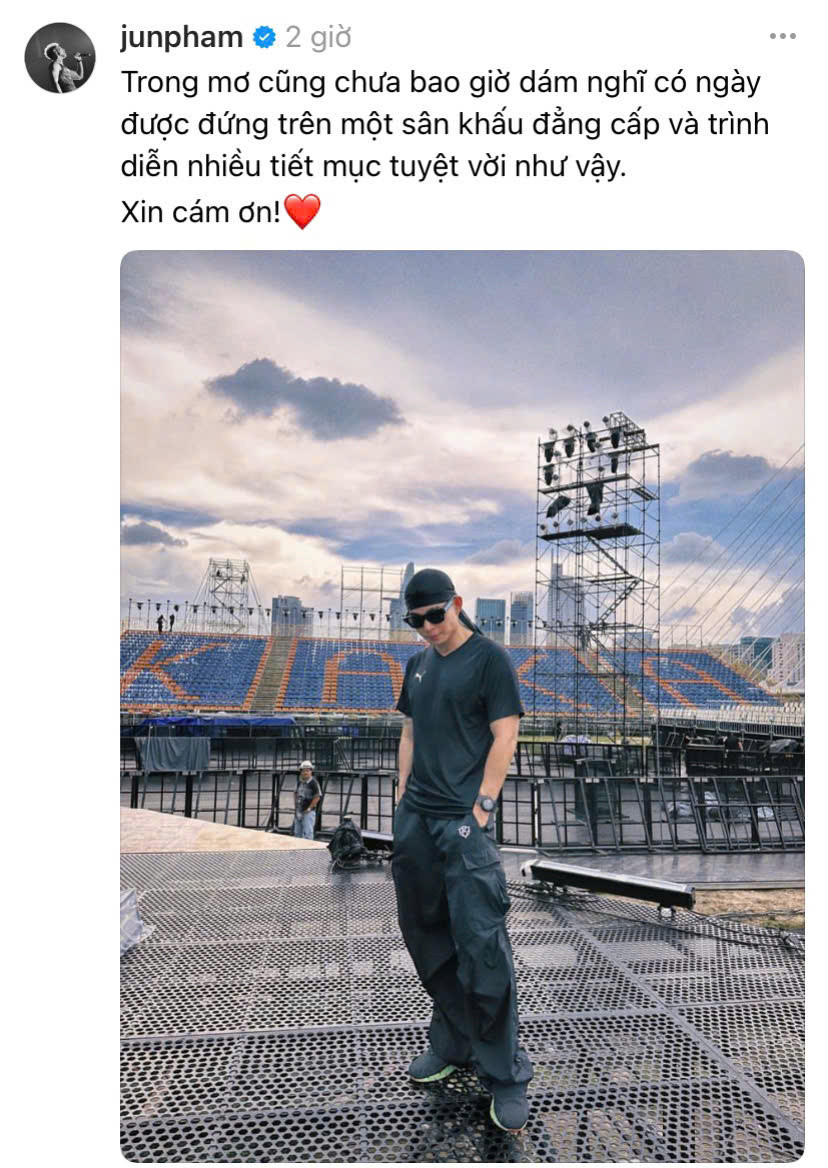 "Anh tài" Jun Phạm chia sẻ cảm nghĩ trước thềm concert. "Anh tài" Jun Phạm chia sẻ cảm nghĩ trước thềm concert.