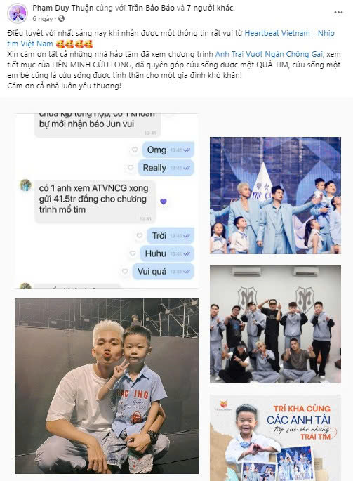 Anh vui mừng chia sẻ về những số tiền quyên góp đầu tiên sau khi phát sóng sân khấu Nếu một mai tôi bay lên trời. Anh vui mừng chia sẻ về những số tiền quyên góp đầu tiên sau khi phát sóng sân khấu Nếu một mai tôi bay lên trời.