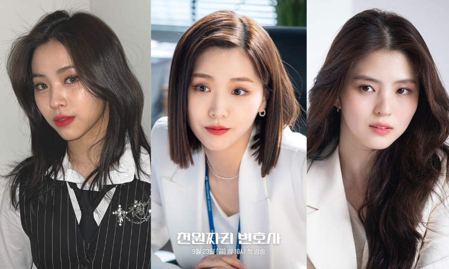 Kim Ji Eun (ở giữa) từng nhiều lần gây bão bởi nhan sắc xinh đẹp. Cô cùng Ryujin (ITZY) và Han So Hee được ưu ái ví như &quot;ba chị em nhà tài phiệt&quot; vì có gương mặt hao hao nhau.