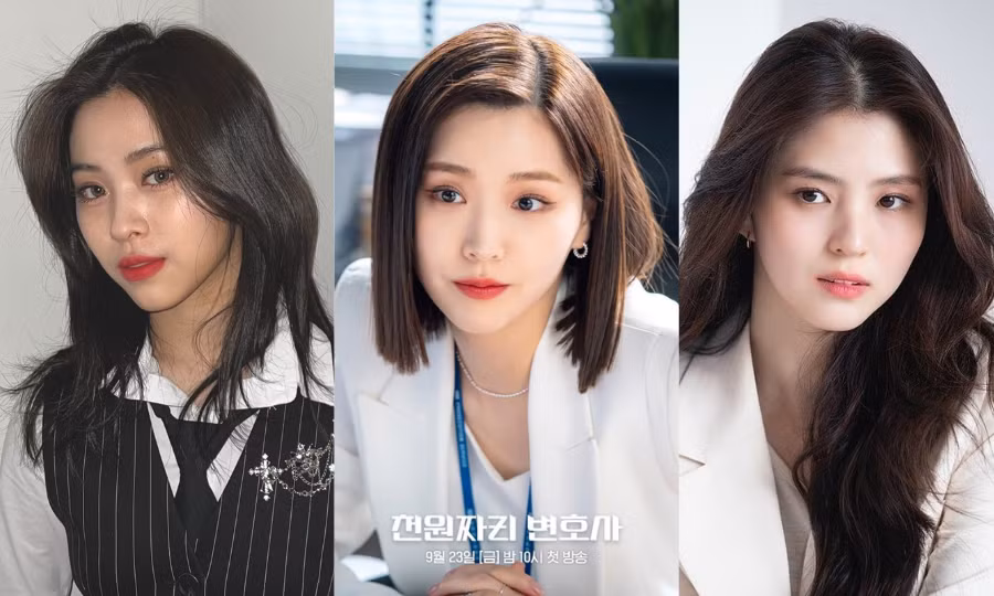 Kim Ji Eun (ở giữa) từng nhiều lần gây bão bởi nhan sắc xinh đẹp. Cô cùng Ryujin (ITZY) và Han So Hee được ưu ái ví như "ba chị em nhà tài phiệt" vì có gương mặt hao hao nhau.