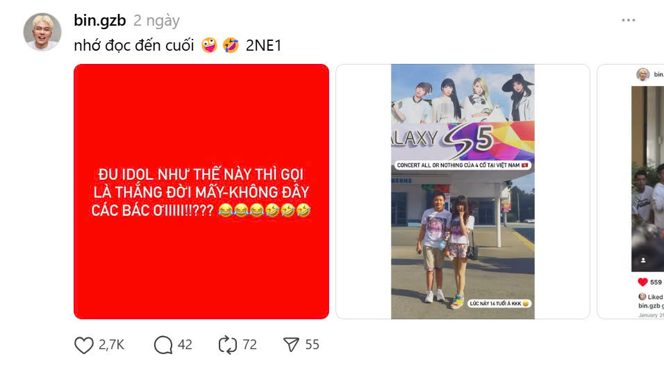 Bài đăng chia sẻ về hành trình đu idol của chàng trai viral trên Threads. Bài đăng chia sẻ về hành trình đu idol của chàng trai viral trên Threads.