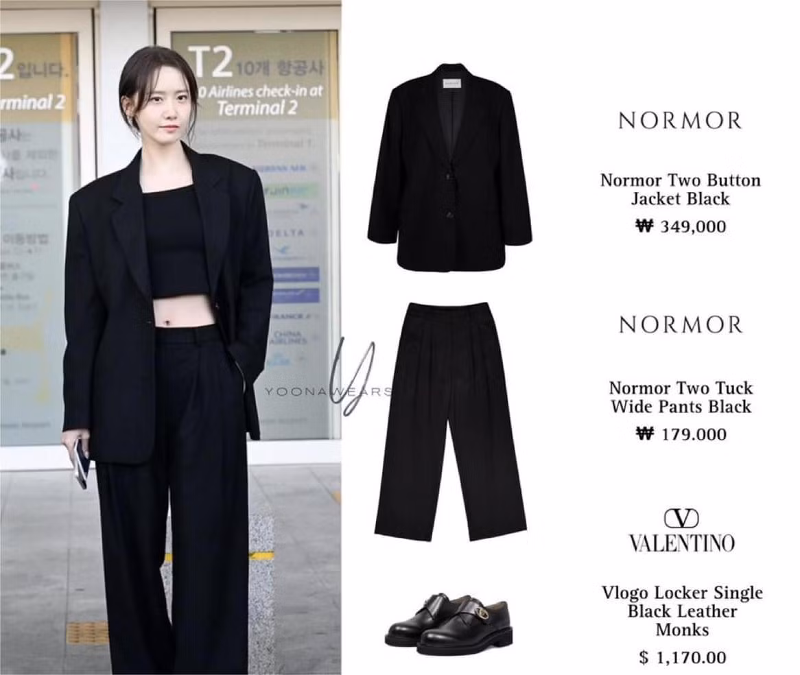 Áo và quần mà Yoona mặc đều tới từ thương hiệu cá nhân của stylist Boo, người làm việc lâu năm với Yoona. Đôi giày với giá gần 30 triệu đồng là sản phẩm duy nhất đến từ thương hiệu Valentino. - Nguồn: @yoonawears