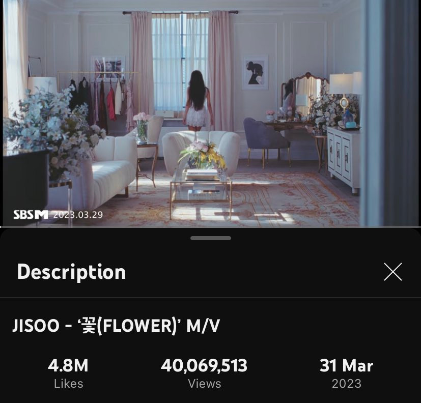 Lượt view hiển thị trên YouTube vào lúc 11 giờ ngày 1/4 của FLOWER là hơn 40 triệu.
