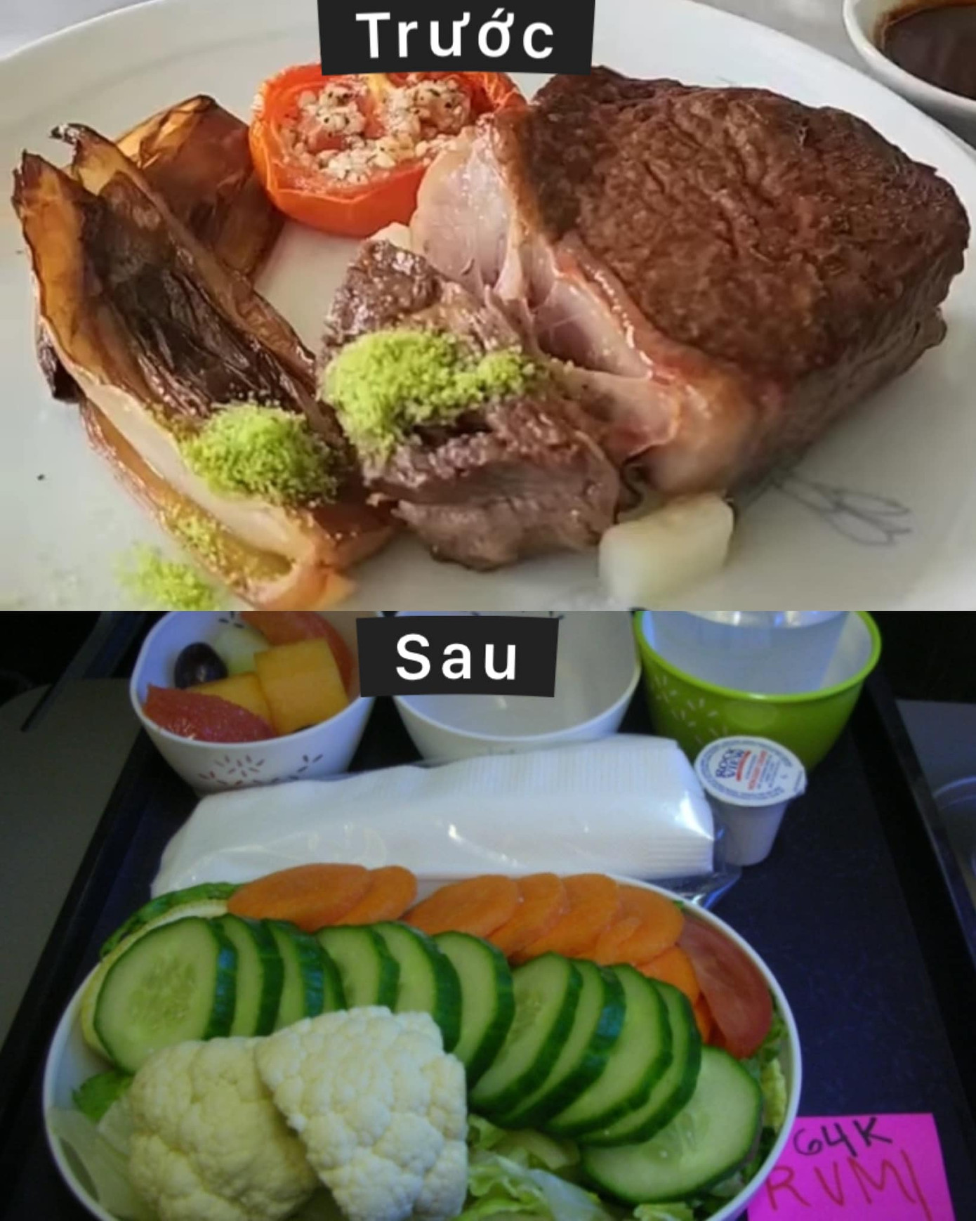 Bữa ăn của TXT trước và sau khi bị sasaeng fan thay đổi. (Ảnh: pannchoa) Bữa ăn của TXT trước và sau khi bị sasaeng fan thay đổi. (Ảnh: pannchoa)