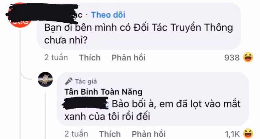 Màn đối đáp đầy hài hước trên fanpage Tân Binh Toàn Năng.
