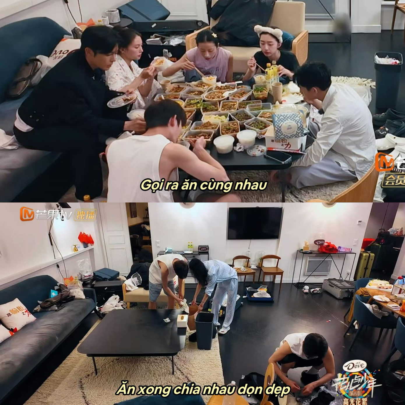 Các thành viên cùng gọi nhau ra ăn, tuy nhiên do lịch trình cá nhân dàn cast không thể ngồi ăn cùng nhau đầy đủ.