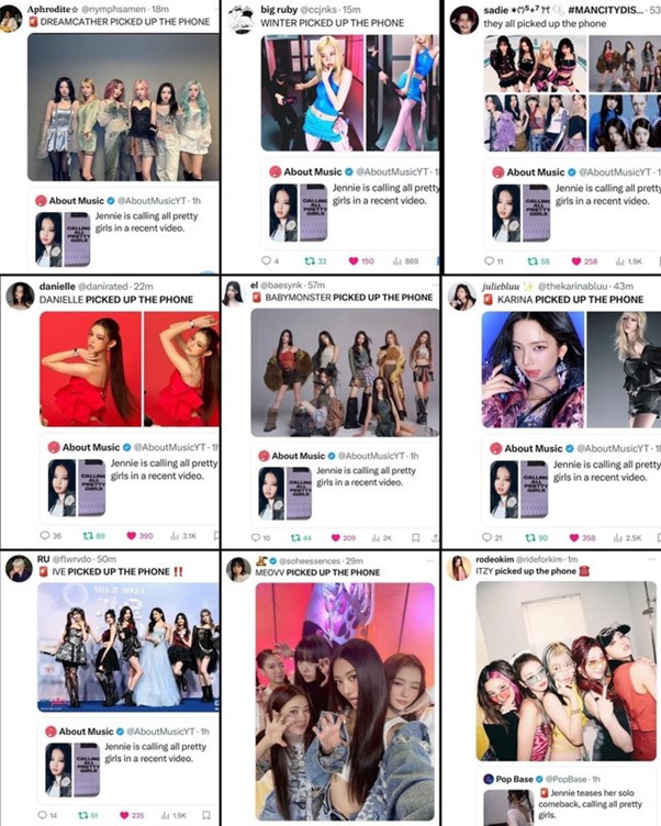 Dàn "gái xinh" trả lời "cuộc gọi", thông báo "triệu tập" của Jennie trở thành trào lưu mới, vô tình mà hữu ý lăng-xê cho sản phẩm mới của Jennie.