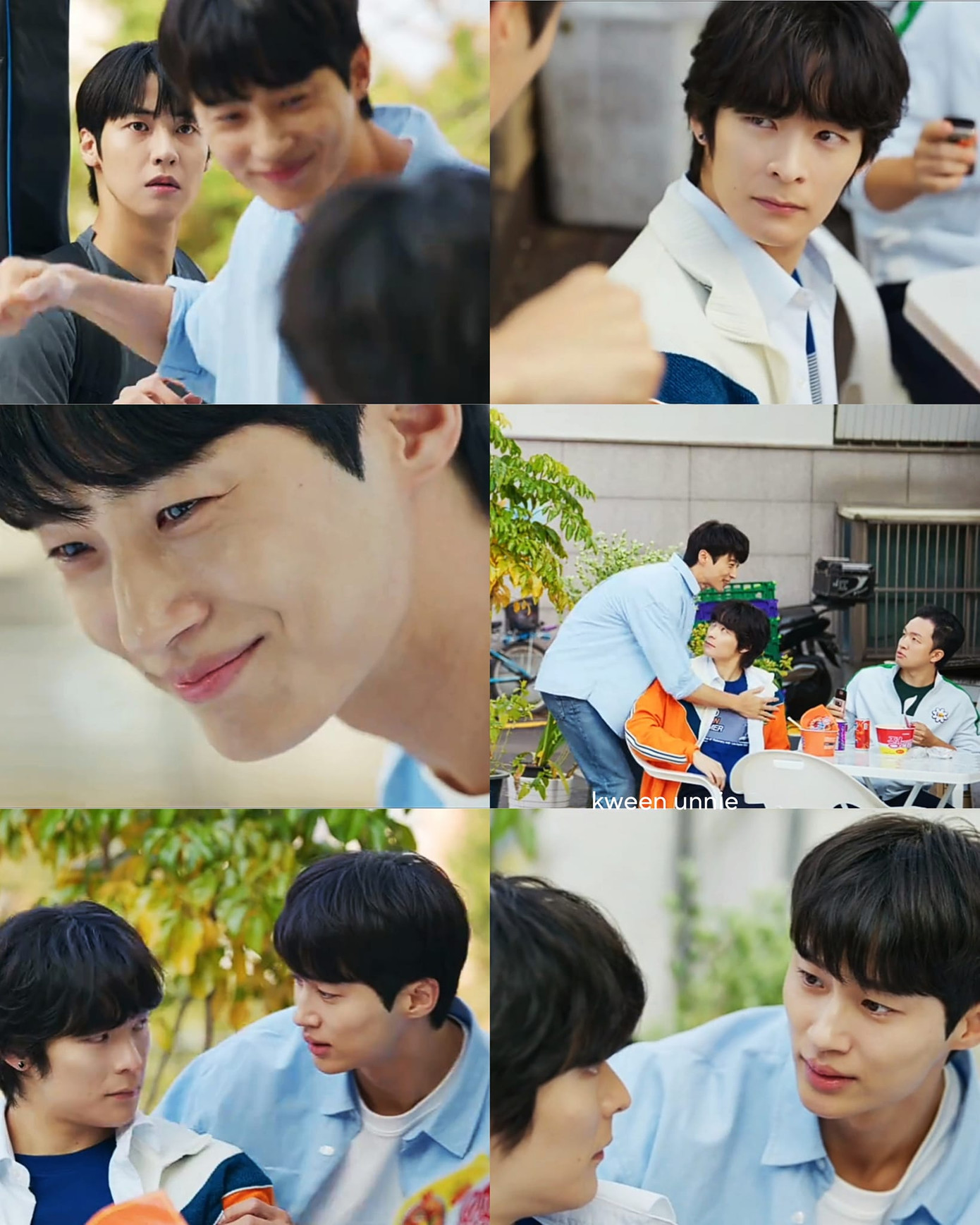 Định "gõ đầu" Tae Sung một trận vì nghe cậu định đi xem mắt, nhưng biết tình địch vừa bị Sol "đá", thái độ của Sun Jae quay ngoắt 180 độ, ôm chầm Tae Sung. - Ảnh:kween unnie