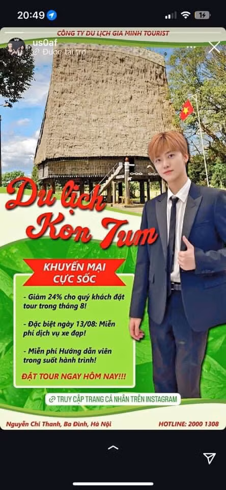 Fan cho Jaemin chạy quảng cáo du lịch Kon Tum. - Ảnh: us0af