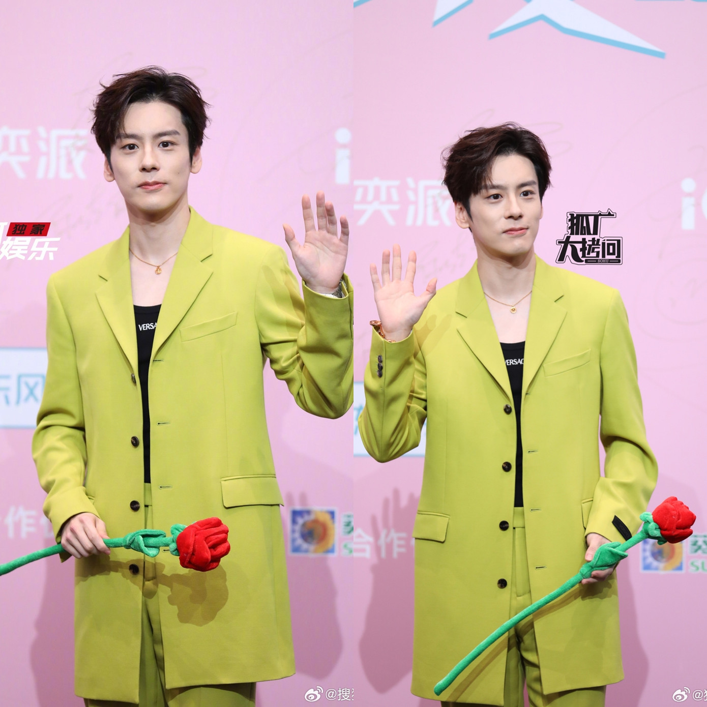 Dù màu sắc outfit có phần khá kén người mặc nhưng Ngụy Triết Minh vẫn "cân đẹp".