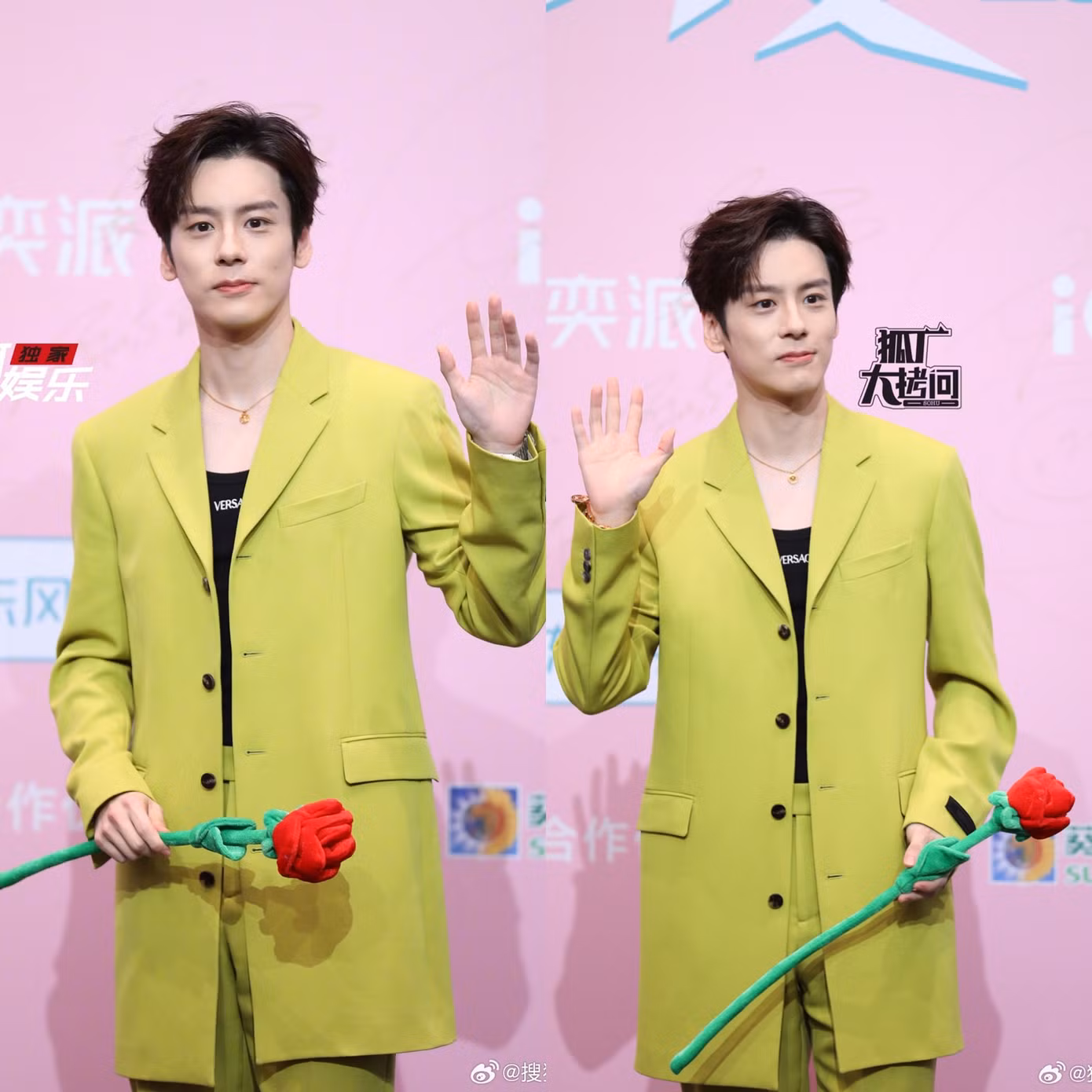 Dù màu sắc outfit có phần khá kén người mặc nhưng Ngụy Triết Minh vẫn "cân đẹp".
