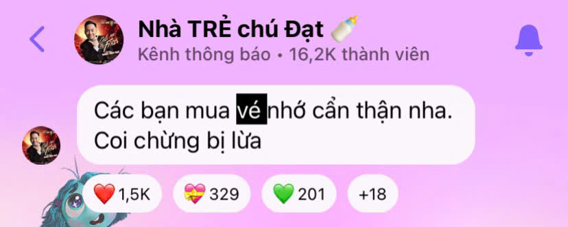 Dàn Anh Tài từng nhắn nhủ người hâm mộ cảnh giác khi mua vé qua trung gian.