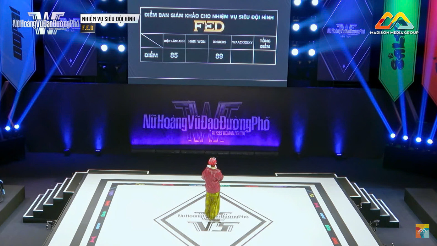 Dù chưa công bố tổng điểm nhưng nhìn vào số điểm 2/4 vị giám khảo, dân tình phỏng đoán điểm của F.E.D cũng sẽ cao hơn SS WARRIORZ. Dù chưa công bố tổng điểm nhưng nhìn vào số điểm 2/4 vị giám khảo, dân tình phỏng đoán điểm của F.E.D cũng sẽ cao hơn SS WARRIORZ.