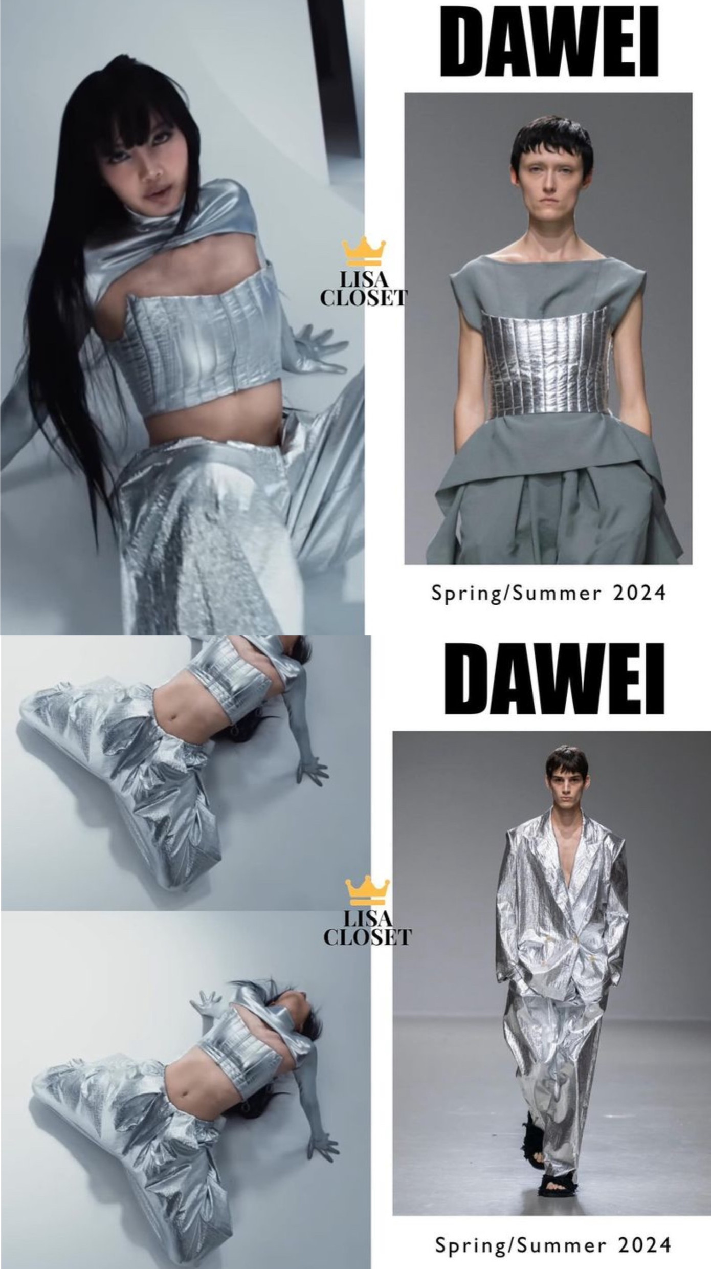 Áo và quần của thương hiệu Dawei được cô kết hợp độc đáo.