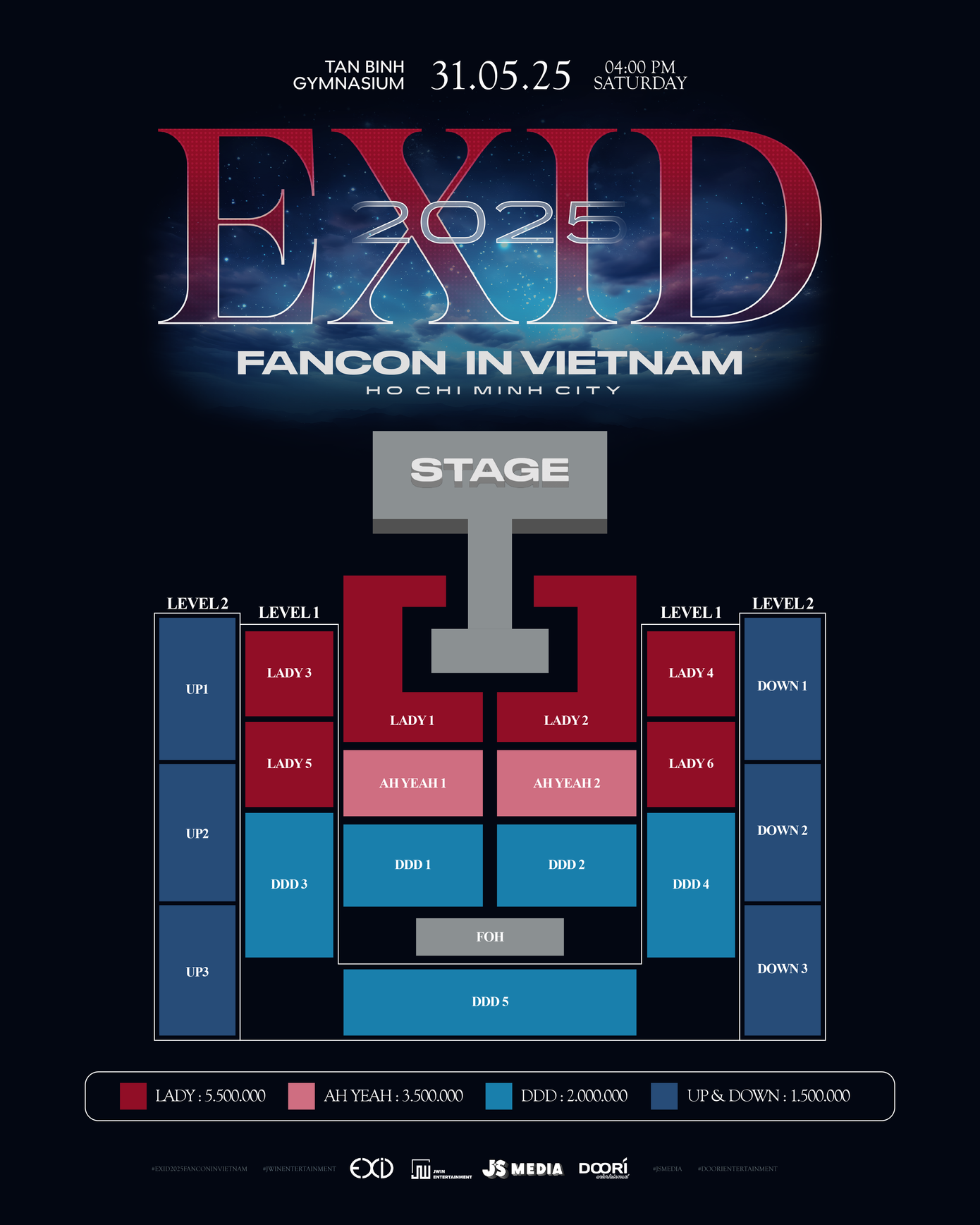 Sơ đồ chỗ ngồi mới nhất dành cho các fan tham dự sự kiện. Sơ đồ chỗ ngồi mới nhất dành cho các fan tham dự sự kiện.