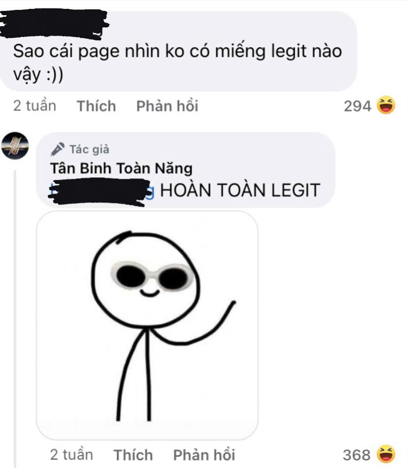 Màn đối đáp đầy hài hước trên fanpage Tân Binh Toàn Năng. Màn đối đáp đầy hài hước trên fanpage Tân Binh Toàn Năng.