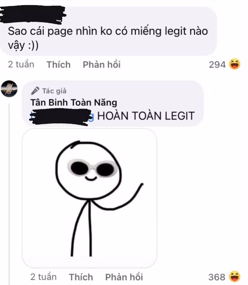 Màn đối đáp đầy hài hước trên fanpage Tân Binh Toàn Năng.