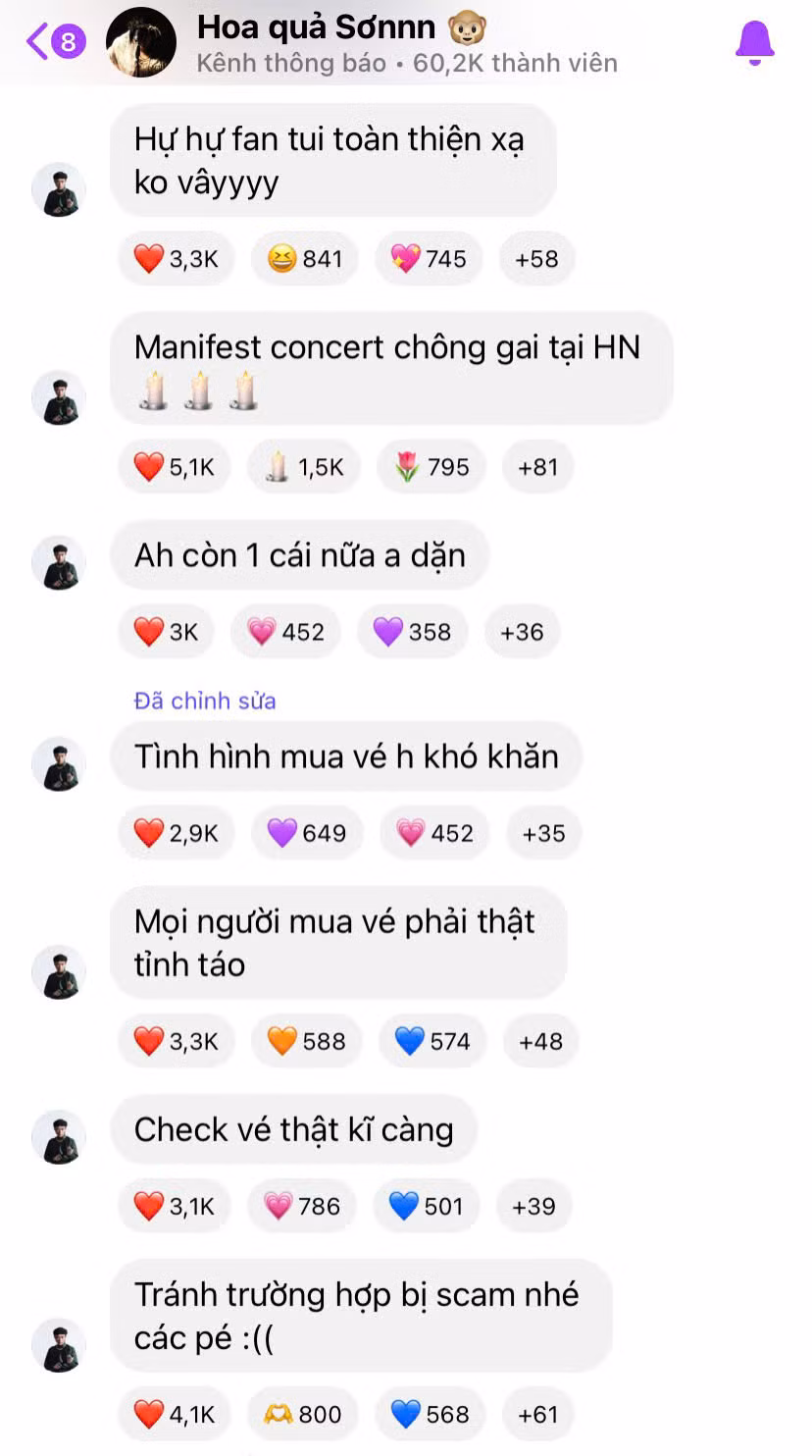 "Hoàng tử" Soobin cùng fan "manifest" có concert tại Hà Nội, đồng thời dặn khán giả cẩn thận khi mua vé qua các bên trung gian để tránh rủi ro không đáng có.