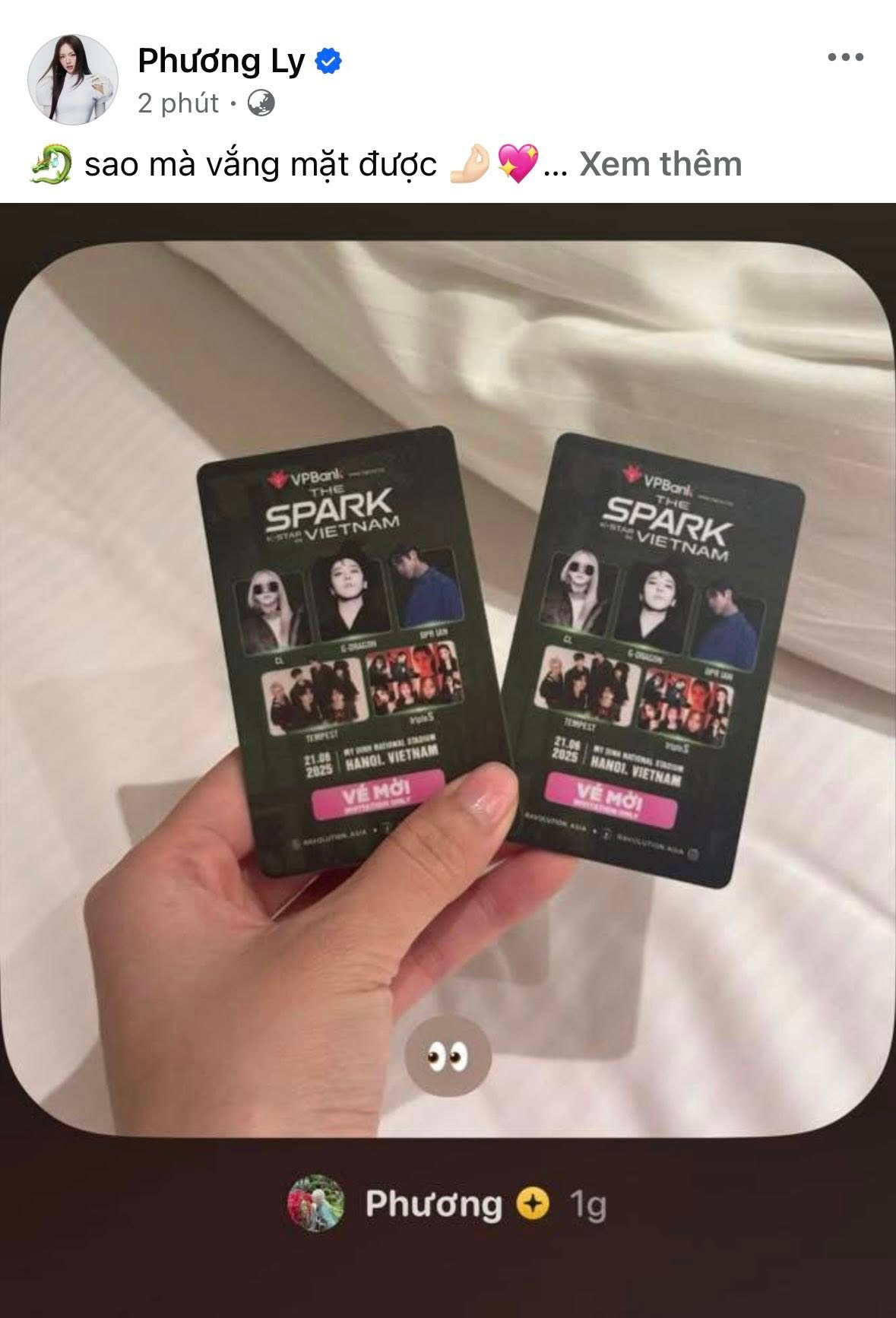 Phương Ly từ lâu đã bày tỏ sự yêu thích đối với G-Dragon. Đầu năm nay, nữ ca sĩ cũng đã tham gia concert của nam idol tại Thái Lan. Phương Ly từ lâu đã bày tỏ sự yêu thích đối với G-Dragon. Đầu năm nay, nữ ca sĩ cũng đã tham gia concert của nam idol tại Thái Lan.