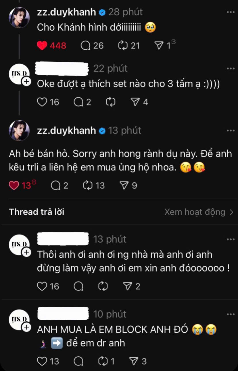 Những dòng Threads của Duy Khánh và chủ tài khoản chụp ảnh.