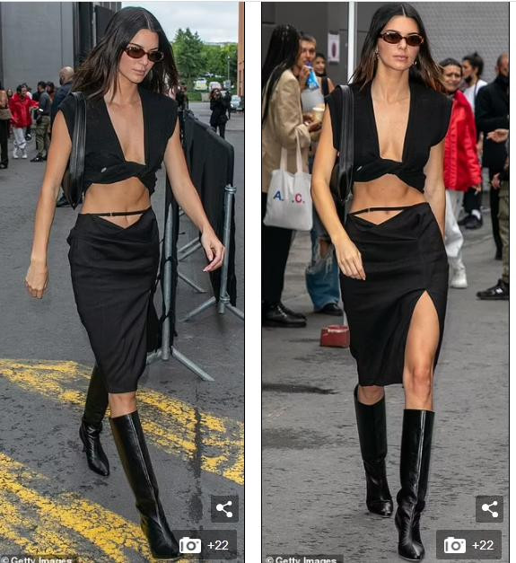 Kết hợp với đôi bốt đen, mỹ nhân sinh năm 1995 trông càng sành điệu và không kém phần quyền lực.