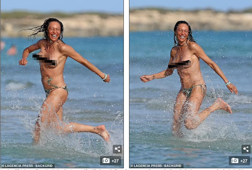 Vợ cũ tay vợt huyền thoại Boris Becker tươi cười hết cỡ khi vui đùa với sóng nước