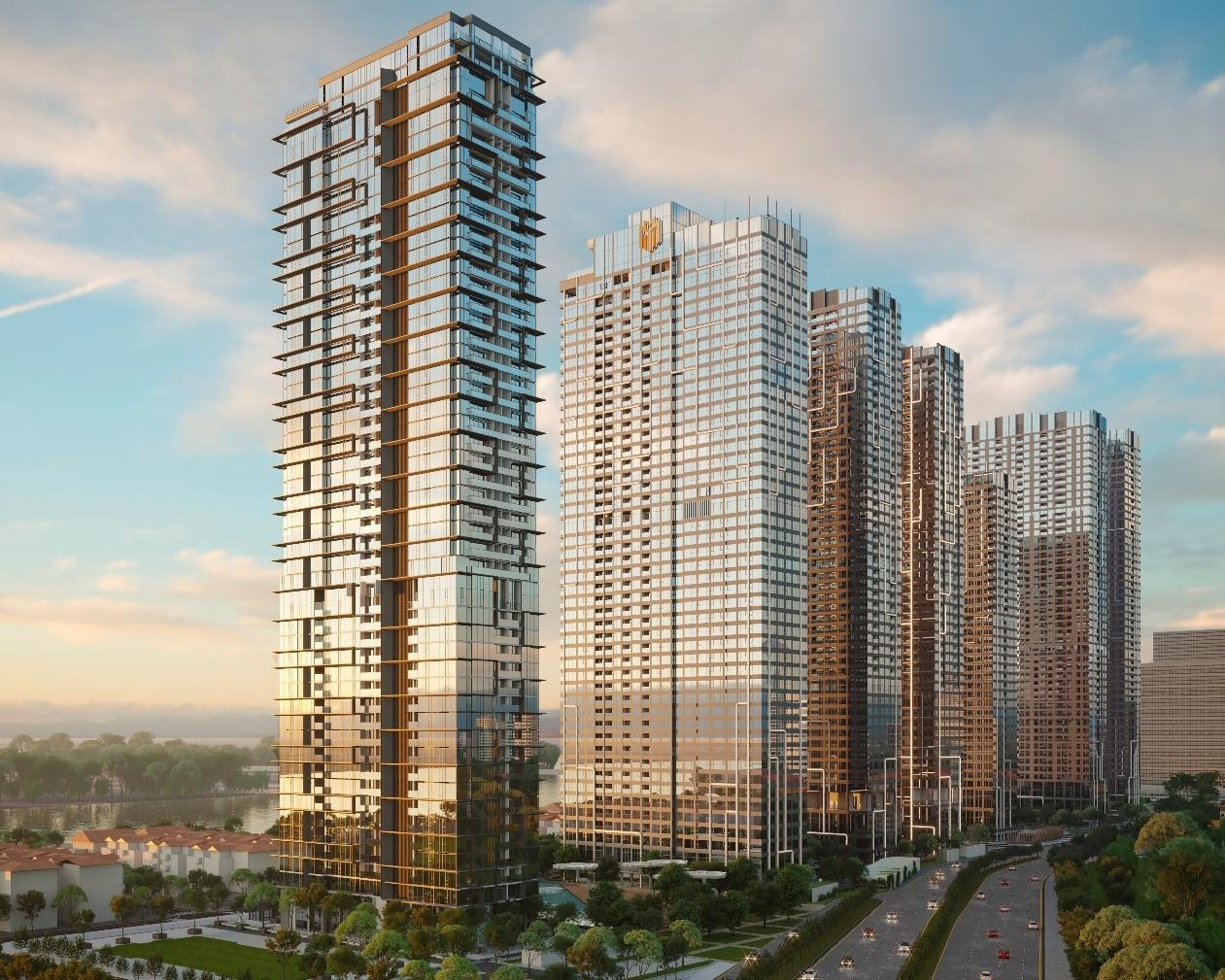 Phối cảnh tòa tháp Lake trong khu phức hợp bất động sản hàng hiệu Grand Marina, Saigon. Ảnh: Masterise Homes