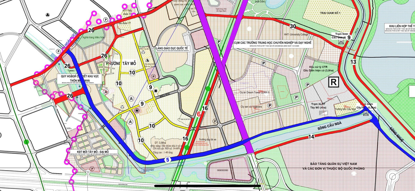 Quy hoạch tuyến đường ven sông Cầu Ngà (màu xanh trên bản đồ)